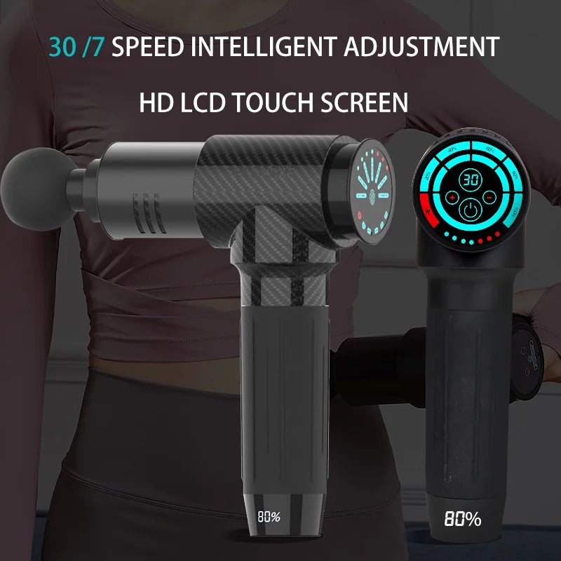 LCD Screen Silver Wave Massage Gun For Muscle Pain Relief, Relaxation, Recovery